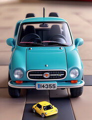 Obraz premium A small Model toy car on a stake of coin. Concept of car insurance premium, buying and selling vehicles concept 