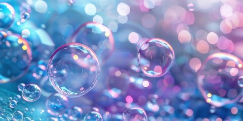 Naklejka premium Vibrant Purple Liquid Water Droplets on Ornate Background. Nature and Science concept