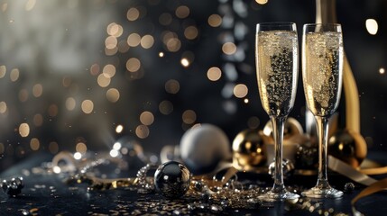 Chic party advertisement with sophisticated graphics and elegant composition