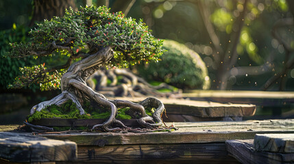 a beautifully shaped bonsai tree, generative AI