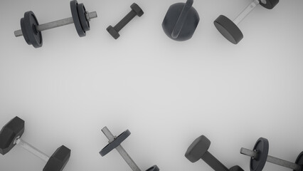 fitness equipment copy space backgrounds. 3d rendering