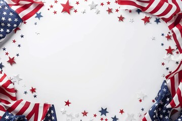 Elegant white backdrop with patriotic symbols for Patriot Day.