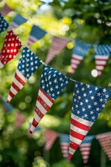 Obraz premium Festive bunting and decorations for Patriot Day.