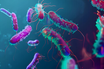 Listeria monocytogenes,
Electric blue marine invertebrates floating underwater in macro photography

