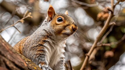 A close up of a beautiful Eastern gray squirrel : Generative AI