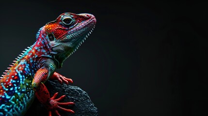 Obraz premium Amazing colorful picture exotic lizard : Generative AI