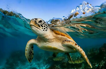 Obraz premium sea turtle swimming