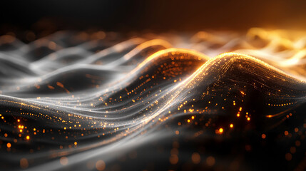 3D rendering fast flowing technology lines.