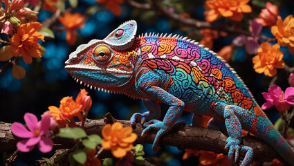 brightly colored chameleon