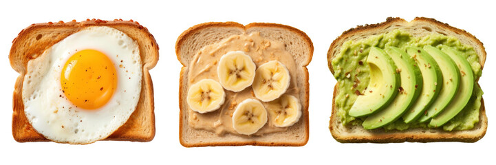 PNG Delicious breakfast toast varieties set