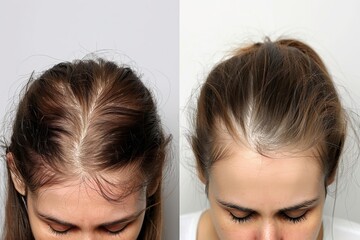 Before and after comparison of hair loss treatment effectiveness