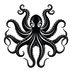 Octopus with Tentacles Spread Wide Creating silhouette