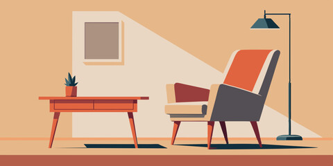 An atmosphere of peace and warmth is evoked by the serene room, featuring a plain chair and table.