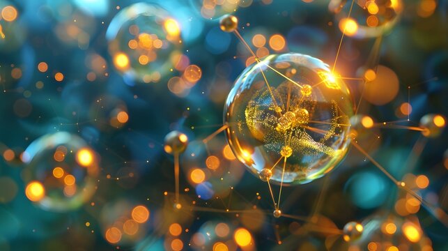 Exploring the building blocks of nature with a visual representation of atoms and molecules in scientific research.