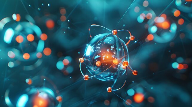 Exploring the building blocks of nature with a visual representation of atoms and molecules in scientific research.