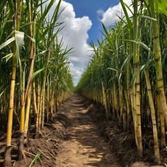 Obraz premium crops of sugarcane forest in the morning