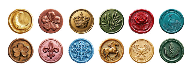 PNG Colorful wax seal stamp set