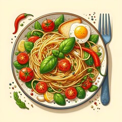 PNG Spaghetti pasta plate food.