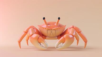 Fototapeta premium Adorable clay crab in muted pastels, a perfect blend of kawaii aesthetics and artistic craftsmanship in a matte background setting.