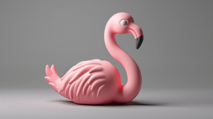 Fototapeta premium Adorable clay Flamingo in muted pastel shades, handmade with love. Perfect as a quirky home dcor item or gift for the kawaii enthusiast.