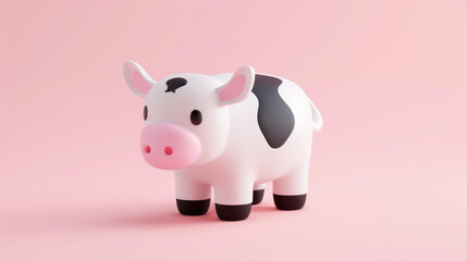 Create adorable cow sculptures with clay in soft pastel tones using Blender software against a matte gradient background.