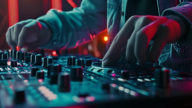 DJ plays music and creates music in the club