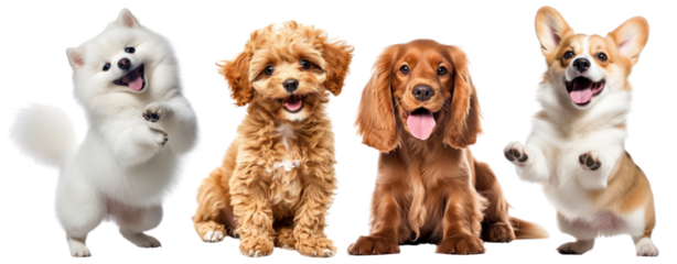 Happy cute puppies animal set