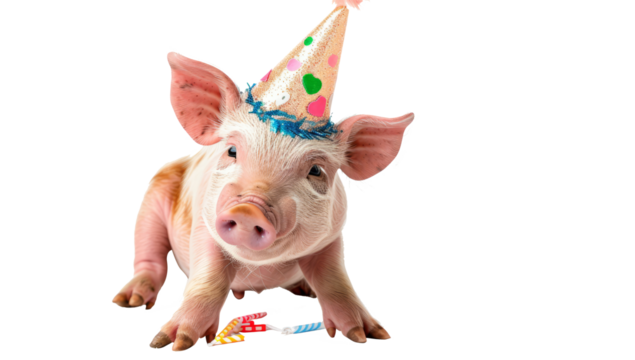 Happy Birthday Pig isolated on transparent