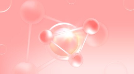 Hyaluronic acid and Niacinamide hair and skin solutions ad, pink collagen serum drop with cosmetic advertising background ready to use, illustration vector.	