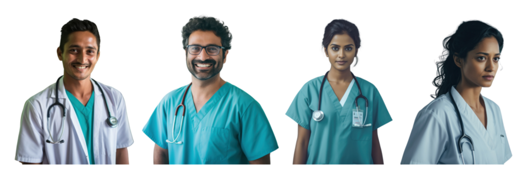 Happy Indian medical staff set