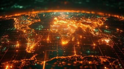 Fototapeta premium world connected by copper lines.