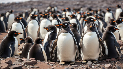  penguins standing on ice
