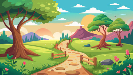 Fototapeta premium Crooked path and summer vibe vector illustration