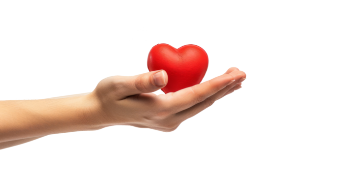hand holding red heart love on isolate transparency background - Powered by Adobe