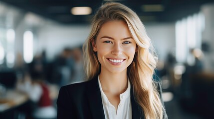 Fototapeta premium Smiling businesswoman looking at camera 