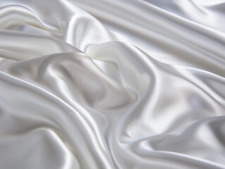 Fototapeta premium Luxurious Satin Fabric: Bridal White Sheen - Close-Up Detail, Minimal Background - Elegant Wedding Textures - Smooth Satin Imagery - Perfect for Bridal Fashion Inspiration