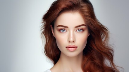 Naklejka premium Woman with beautiful face on white background. 