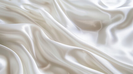 Fototapeta premium Smooth White Satin Fabric: Luxurious Bridal Sheen - Close-Up Elegance, Minimal Background - Premium Wedding Textures - Shiny Satin Detail - Perfect for Bridal Gown Inspiration