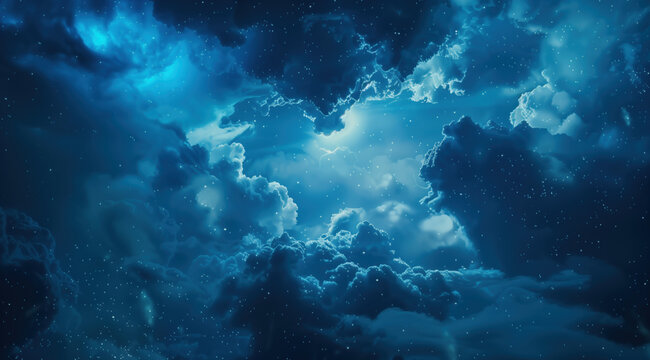 Sunbeams Radiating Through Fluffy Clouds