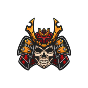 recommend clip art: Samurai warrior mask. Traditional armor of japanese warrior. Vector illustration, shirt graphic