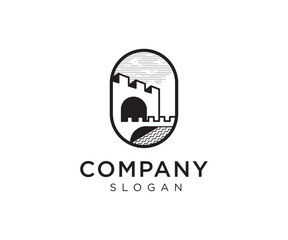 Castle property real estate building logo design. Tower castle illustration vector