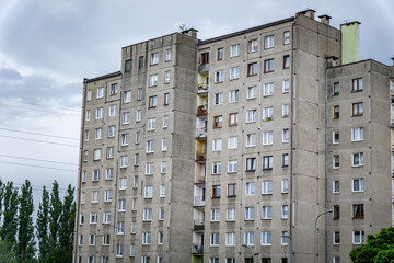 Grey Concrete Apartment Building With Many Windows in Poland