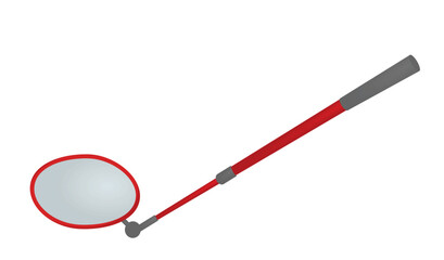 Metal inspector mirror. vector illustration