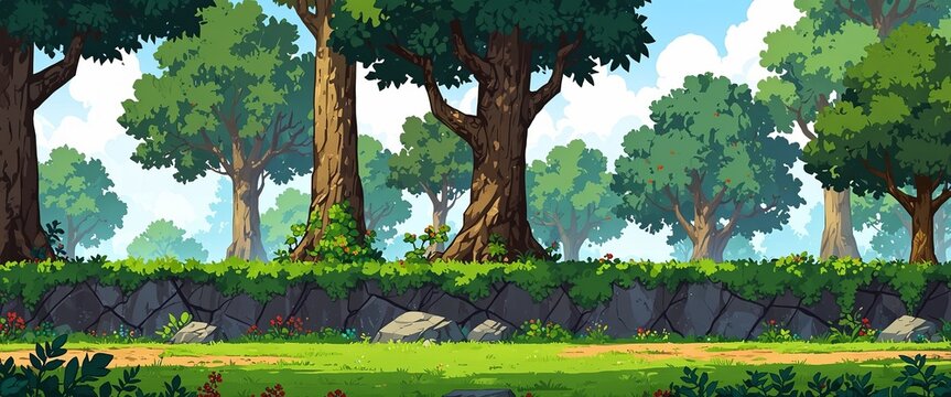 2D Side Scrolling Forest Game Background and Wallpapers.