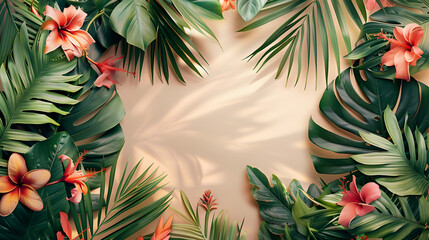 Colorful tropical wallpaper with empty space