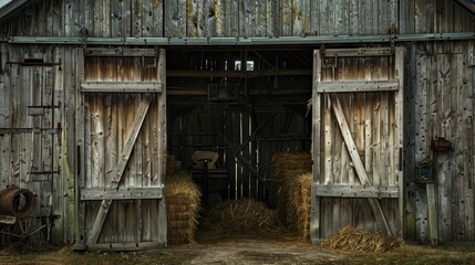 The barn is old and has a lot of hay inside