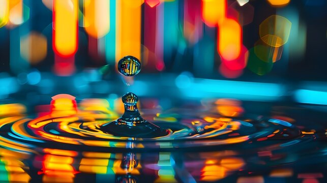 Water droplets splashing with stock market investment chart running through, symbolizing selling hydration as a commodity - Powered by Adobe