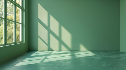 Obraz premium Empty Room With Green Wall and Floor