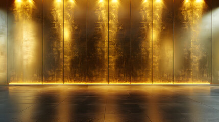 Gold Wall with beautiful Lighting Elegant minimalist background for product presentation