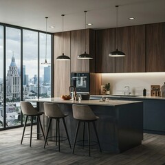 modern kitchen interior with kitchen